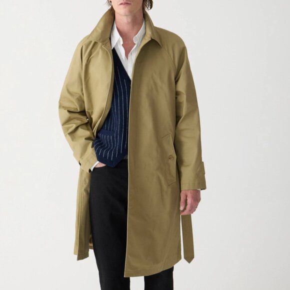 J Crew Ludlow Trench Coat Mens 42 Long Khaki Water-Resistant Lined Coat BS470 - Picture 1 of 16